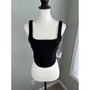 NWT Good American Black Compressive Terry Corset Tank Small